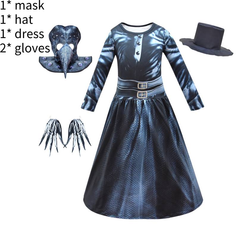 

Косплей Костюм Чумного Доктора Платье Детский Набор Наряд Хэллоуин Подарок Дети 120cm/47.24in