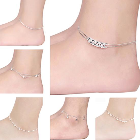 Bransoletka z koralikami w kształcie gwiazdek i serca dla kobiet, łańcuszek na kostkę, sandał na bosaka, biżuteria na stopy