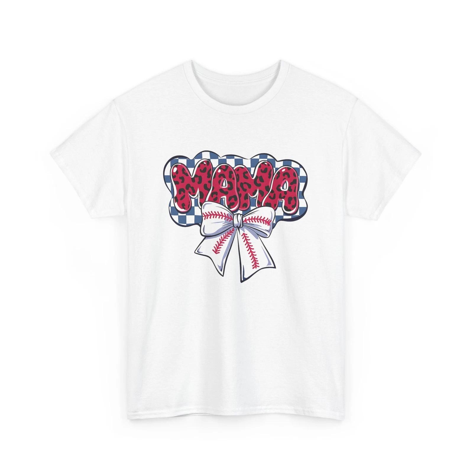 Baseball T-Shirt | Funny Baseball Fan Tee | Baseball Mama Bow Checkered T-Shirt S