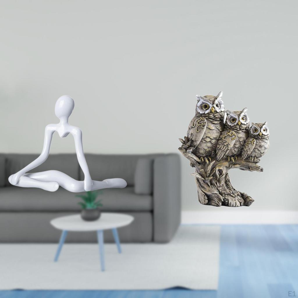 Creative Abstract Thinker Owl Statue Decorative Figurine Unique Sculpture Ornament for Entrance