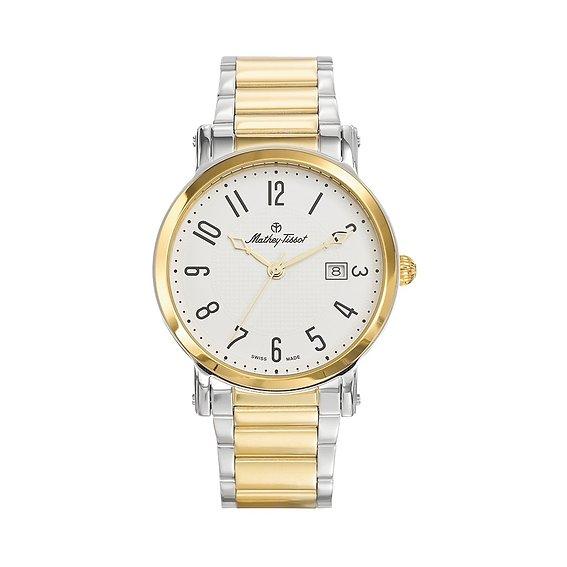 Montre pour homme Mathey-Tissot City Metal en acier inoxydable bicolore avec cadran blanc et quartz HB611251MBG blanc