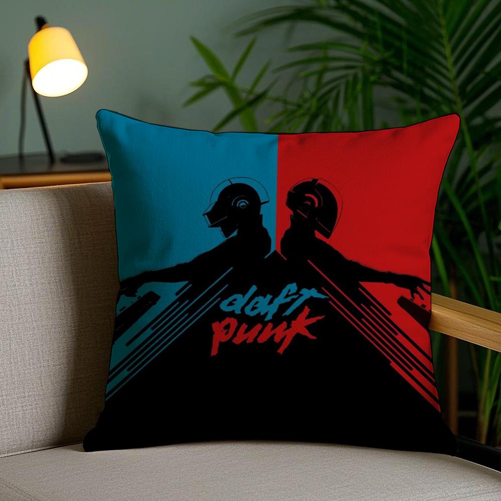 Band D-Daft Punk Cushion Cover Soft Short Plush Double-Sided Printing Home Decor Machine Washable Pillow Case Gift