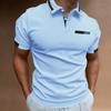 New Men's Short-Sleeved Casual Polo Shirt with Imitation Chest Pocket, Collar and Button-Front Business T-Shirt Top for Men
