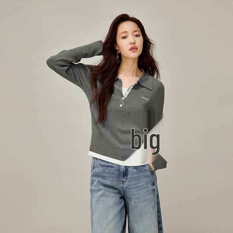 

INMAN Women s Slim-Fit Polo Half-Placket Contrast Knit Top XL