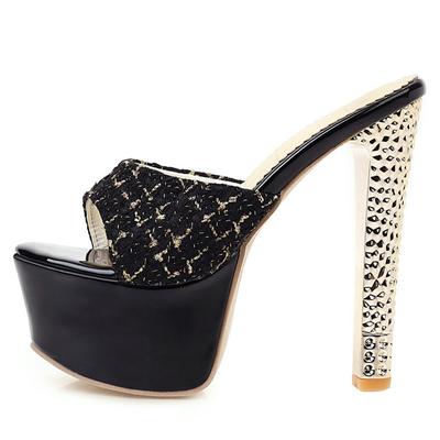 Fashion Sexy Summer Mules Shoes Woman Slippers 15cm Extreme High Heels Lady Slides Luxury Stiletto Heeled Platform Sandals Large Size 45