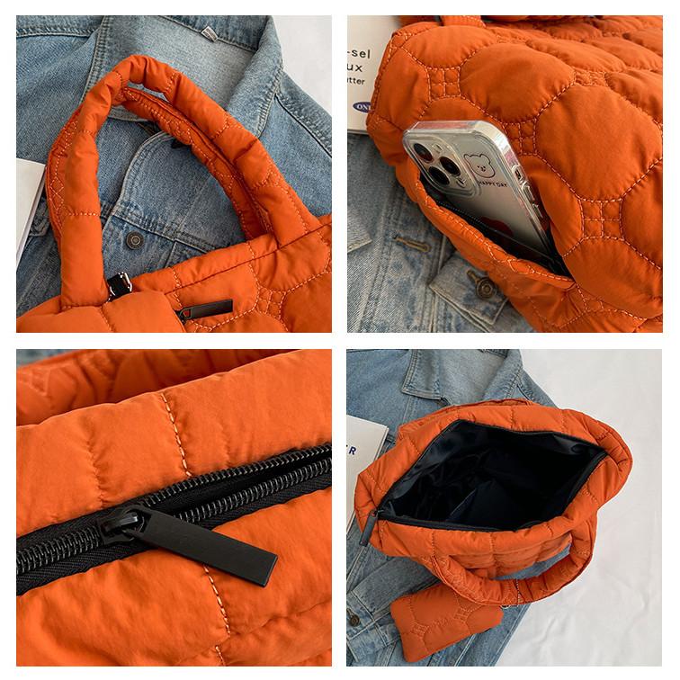 Ielgy Fashion Casual Large-Capacity Korean Version Cotton-padded Bag Simple Shoulder Tote Bag