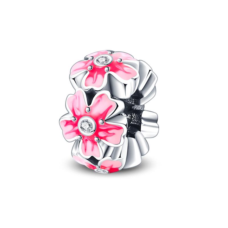 Copper Craft Plum Blossoms Azaleas Sunflowers Cherry Blossoms Sparkling Zircon Beads Charms Birthday Diy Exquisite Jewelry