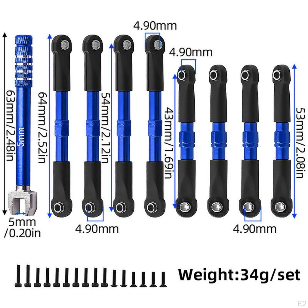 8 Pieces RC Toe Links Pull Rod Accessories Aluminum Alloy Steering Link Push Hops up for