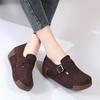 Women Leather Loafers Retro Walking Shoes Non-slip Platform Wedges Ladies 5cm High Comfortable Casual Shoes