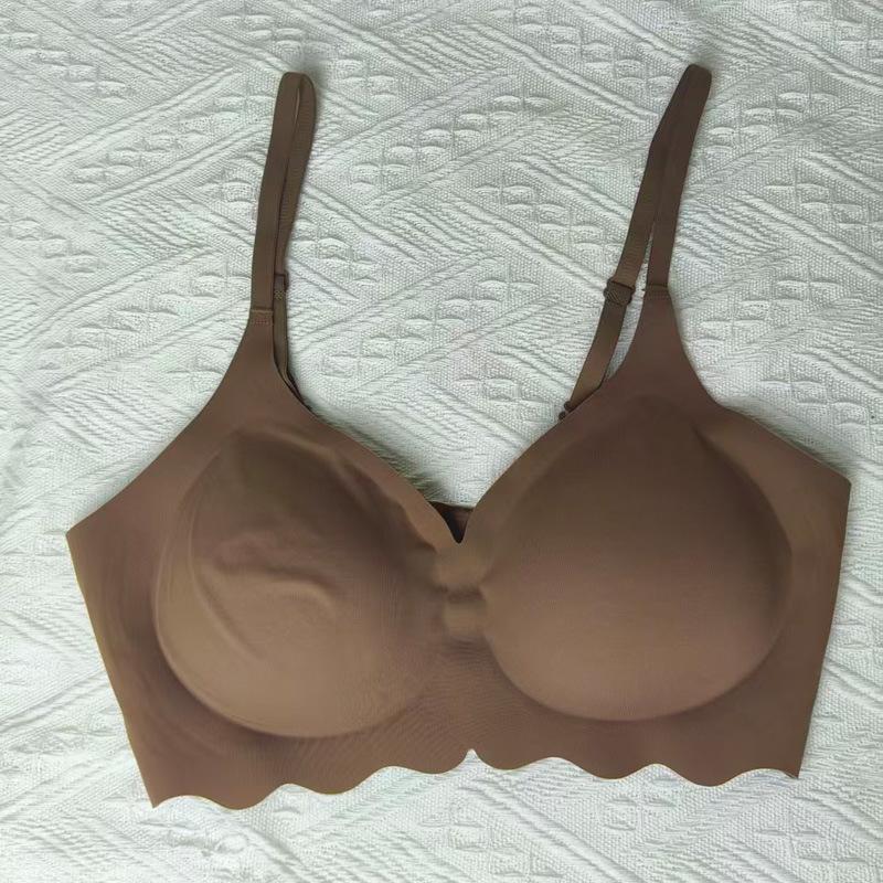 

Wave edge jelly glue bra, skin-friendly and seamless gathering XXL коричневий