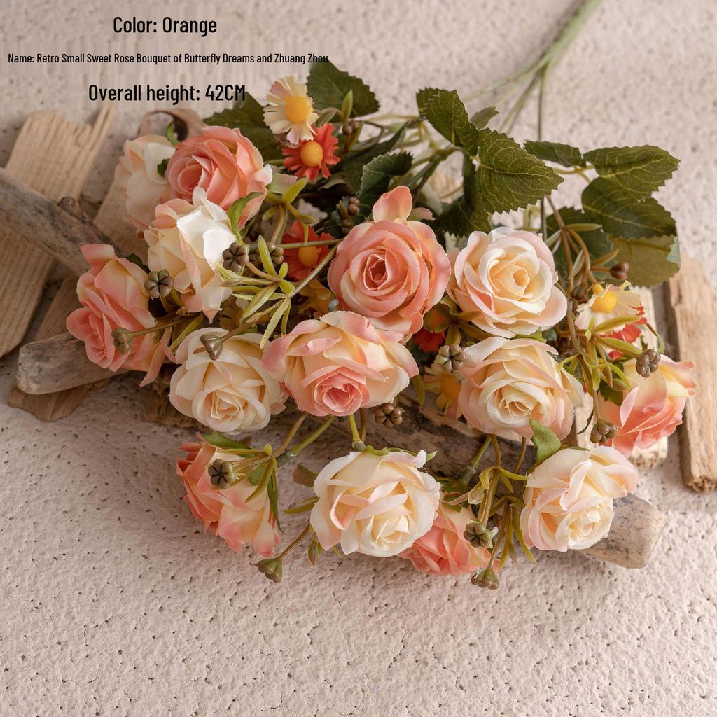 Zhuang Zhou Retro Rose Bunch INS Style Artificial Flowers for Home & Wedding Decor