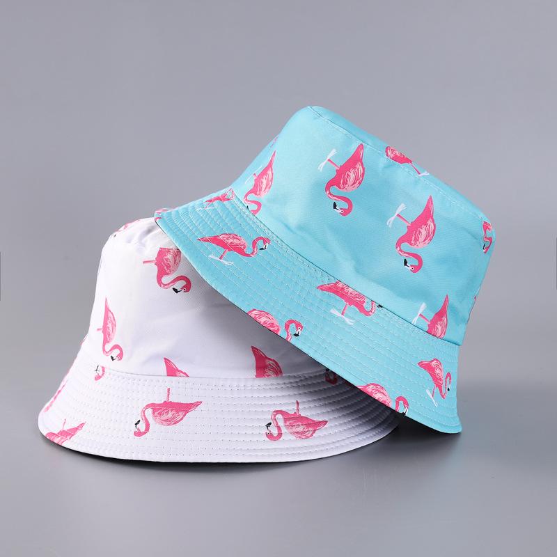 Flamingo Printed Bucket Hat European and American New Small Edge Basin Hat Double-sided Can Be Worn