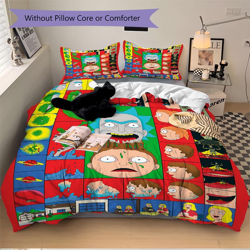 Colorful Chaos Comic Strip Adventure Print 3Pcs Bedding Setduvet Cover With 2 Bedropillowcase Home Birthday Gift