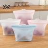 Liquid-proof Storage Pouch Fresh-keeping Bag Food-Grade Silicone with Sealing Strip Leak-Proof Microwave Reheatable Reusable Safe Freshness Keeper for