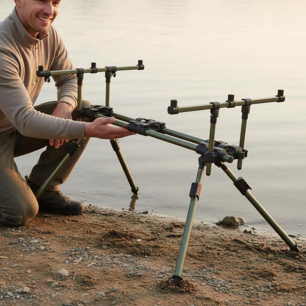Tripod Fishing Rod Holder Portable 3-Rod Stand Collapsible Legs for Anglers