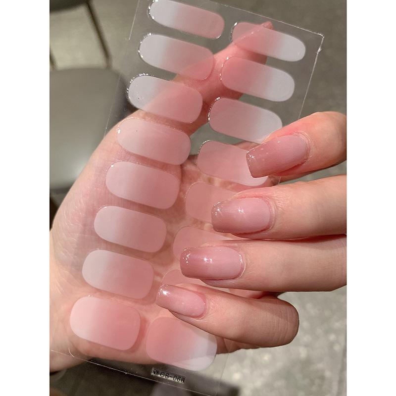 Gradient Color Nail Stickers Simple Waterproof Nail Sticker Semi-Cured Gel Nail Stickers Full Cover Self-Adhesive Manicure Patch