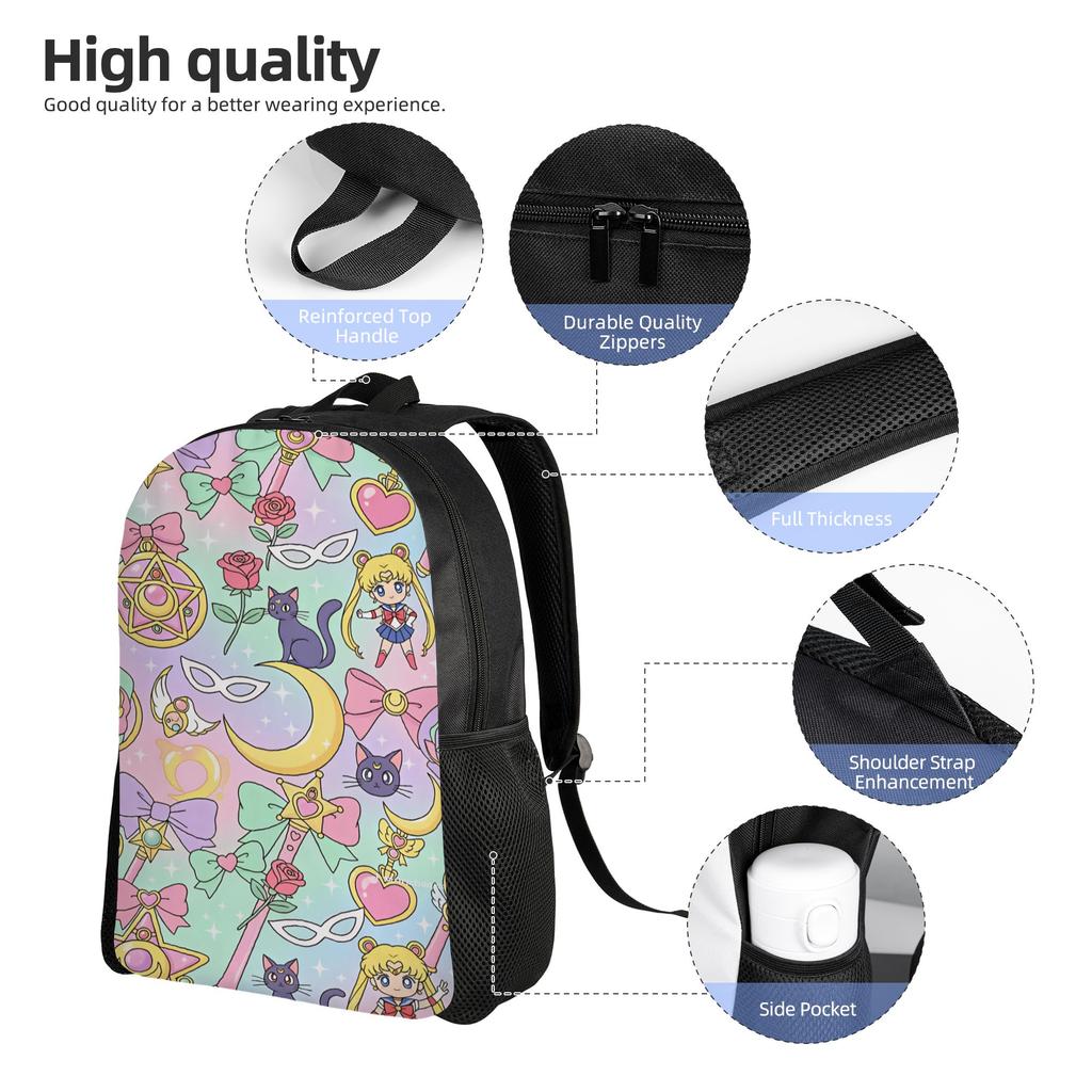 Sailors Moon Backpack Outdoor Backpacks Girl Custom Soft High School Bags Stylish Rucksack
