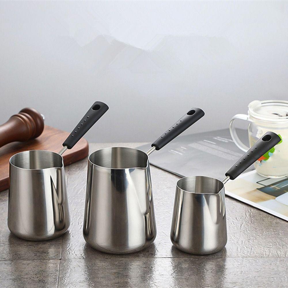 Professional Milk Frothing Pitcher Long Handle Hot Milk Cup Chocolate Melting Pan  Hotel Cafe