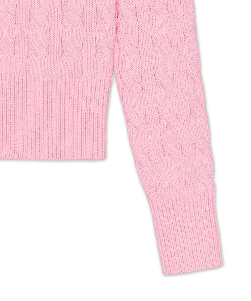 Polo Ralph Lauren Cable Knit Cotton Crew Neck Cardigan - Pink
