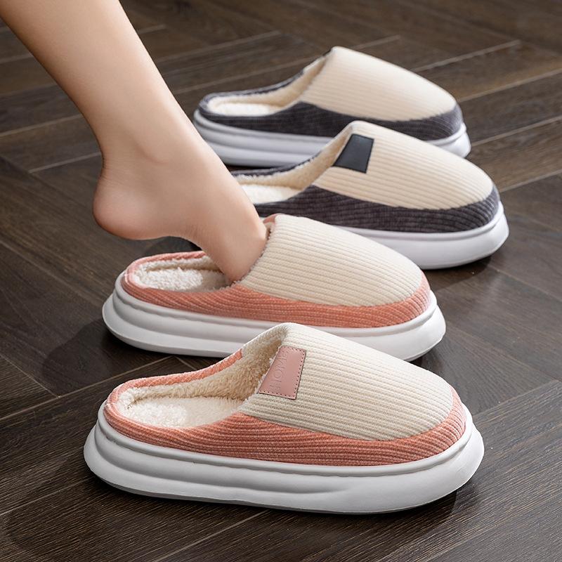 Cotton slippers autumn and winter indoor home non-slip thick bottom piled warm couple fluffy slippers