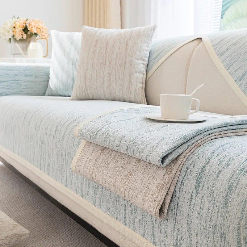 Moderner Sofabezug mit vertikalen Streifen, einfarbig, Couchbezug für Wohnzimmer, nordische weiche Chenille, rutschfeste Sofatuchkombination