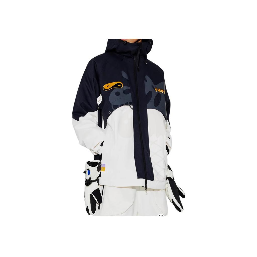 Li Ning X Steven Harrington Collaboration Skateboard Series Patchwork Letter Zipper Hoodie Unisex Outerwear Black Off-White AFDT903-1