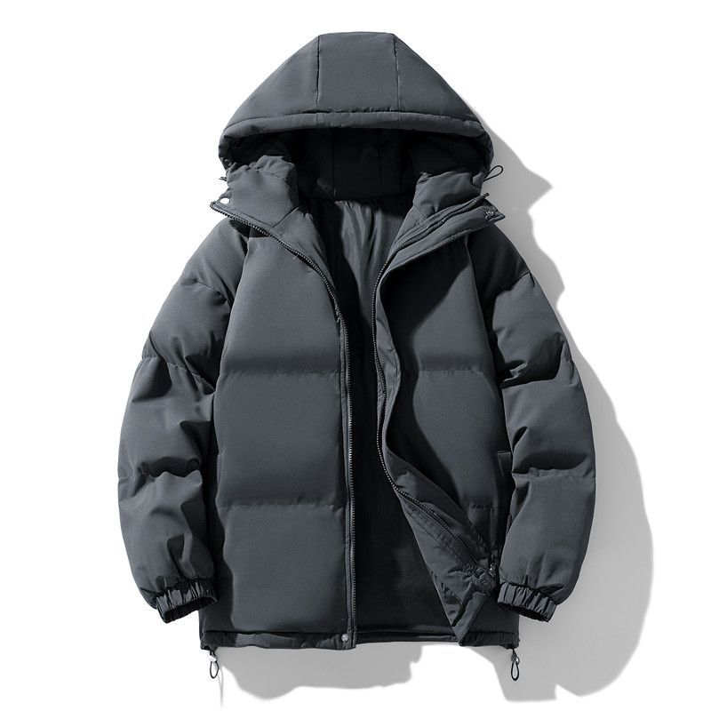 Winter New Style Fleece-Lined Warm Thickened Stand-Collar Couple's Jacket, Unisex Casual Hooded Windproof Cotton Coat