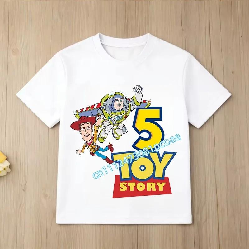 Toy Story Number 29 Tshirt Kawaii Birthday Tee Shirts Anime Figure Woody Buzz Lightyear Clothes Kid Girl Boy Short Sleeve Tops