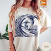T-shirt Grafica Jesus Surfing Comfort Colors, Maglietta Cristiana Divertente