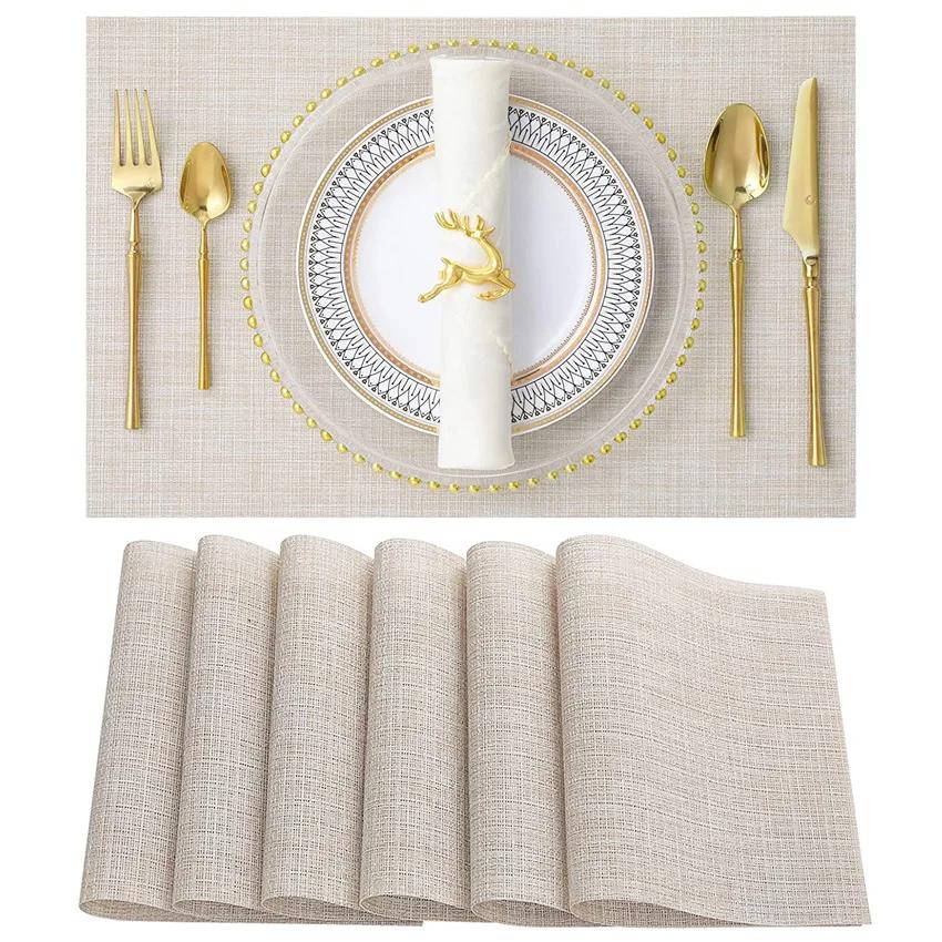 4/6 stücke Bambus Weben Tischsets Tisch Matte Küche Wasserdichte Pads Tasse Untersetzer für Kaffee Esstisch Servietten Hause Dekoration