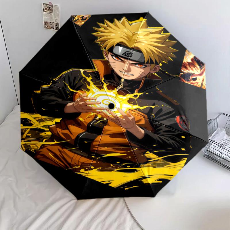 1 PC Automatic Folding Umbrella - Naruto Power Up Pattern Portable Foldable Design With 8 Ribs Christmas Birthday Gifts