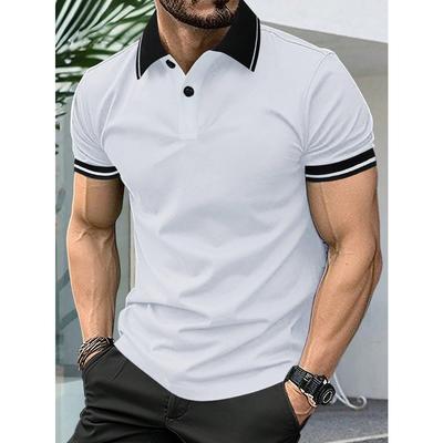 Manfinity Homme Men's Striped Short Sleeved Casual Business Collar Shirt, Summer