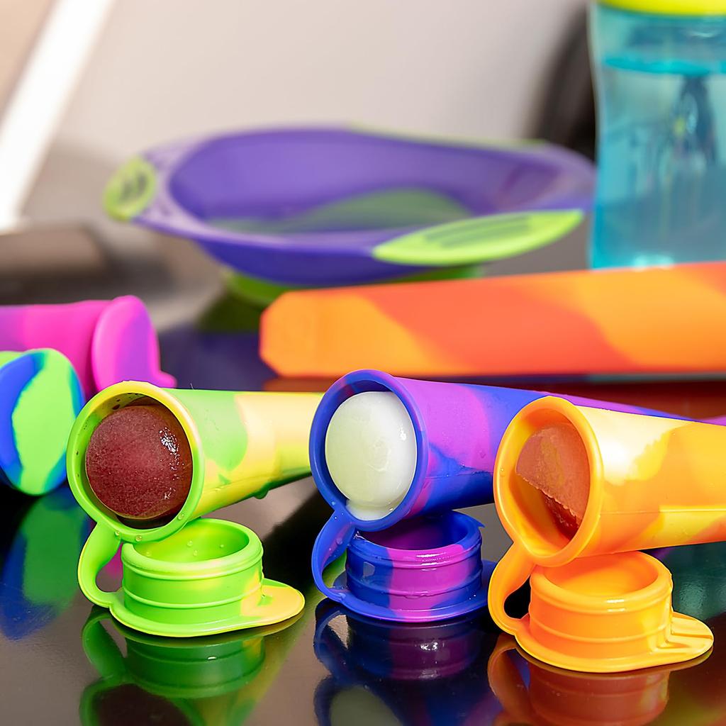 Uxcell Silikon-Eis am Stiel Formen, Set mit 6 Stück, mit Deckeln, 7,79 Zoll hoch, Geeignet für DIY-Eiscreme-Herstellung, Eis am Stiel, Gelb/Orange