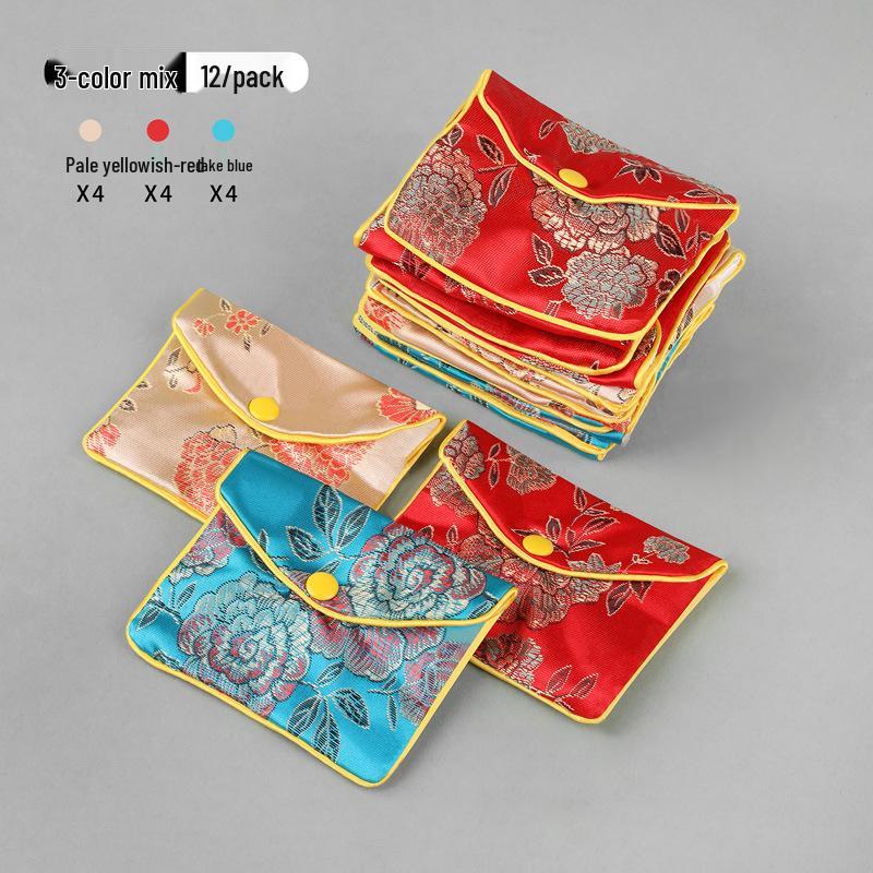 Brocade Zipper Jewelry Pouches and Boxes - Cloth Bracelet Bags for Jewelry Packaging