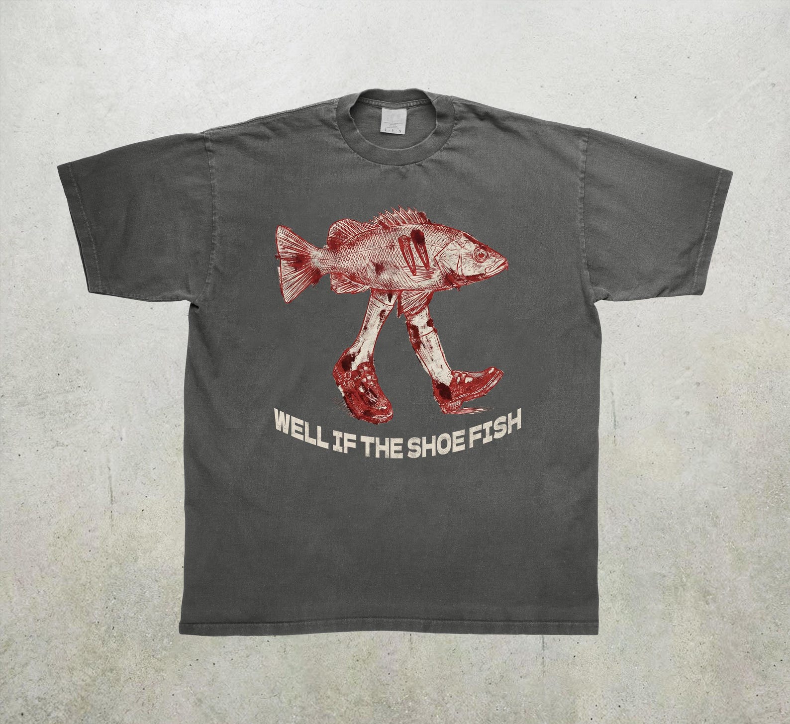 Funny Shoe Fish Comfort Colors Tshirt, Surreal Shoes Meme 2XL