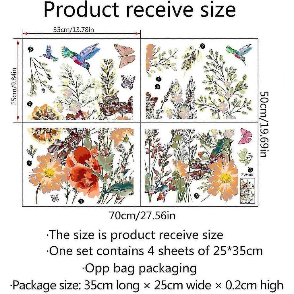 Wall Stickers Butterfly Flowers Colorful Vinyl Wall Stickers Removable Wall Stickers Flower Art Deco Living Room Bedroom Background Wall Stickers