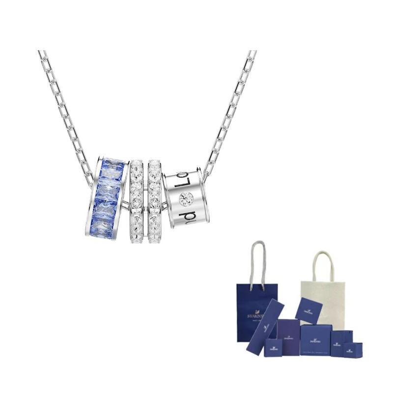 Swarovski Connexus Synthetic Cubic Zirconia Magnet, Rhodium Plated, Faux Crystal Necklaces Womens Silver F-Original Brand Box And Bag (Color Random) серебряный