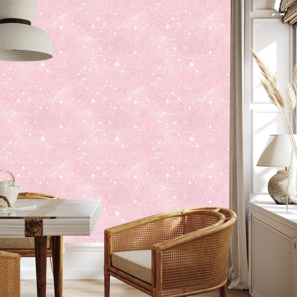 Powder pink, white and coral glitter wallpaper for living room and bedroom 50x1000