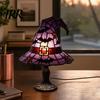 Soft Warm Bedside Lamp Stained Glass Witch Hat Lamp, Handcrafted Retro Resin USB Powered Gothic Fantasy Colored Wizard Hats Night Light,