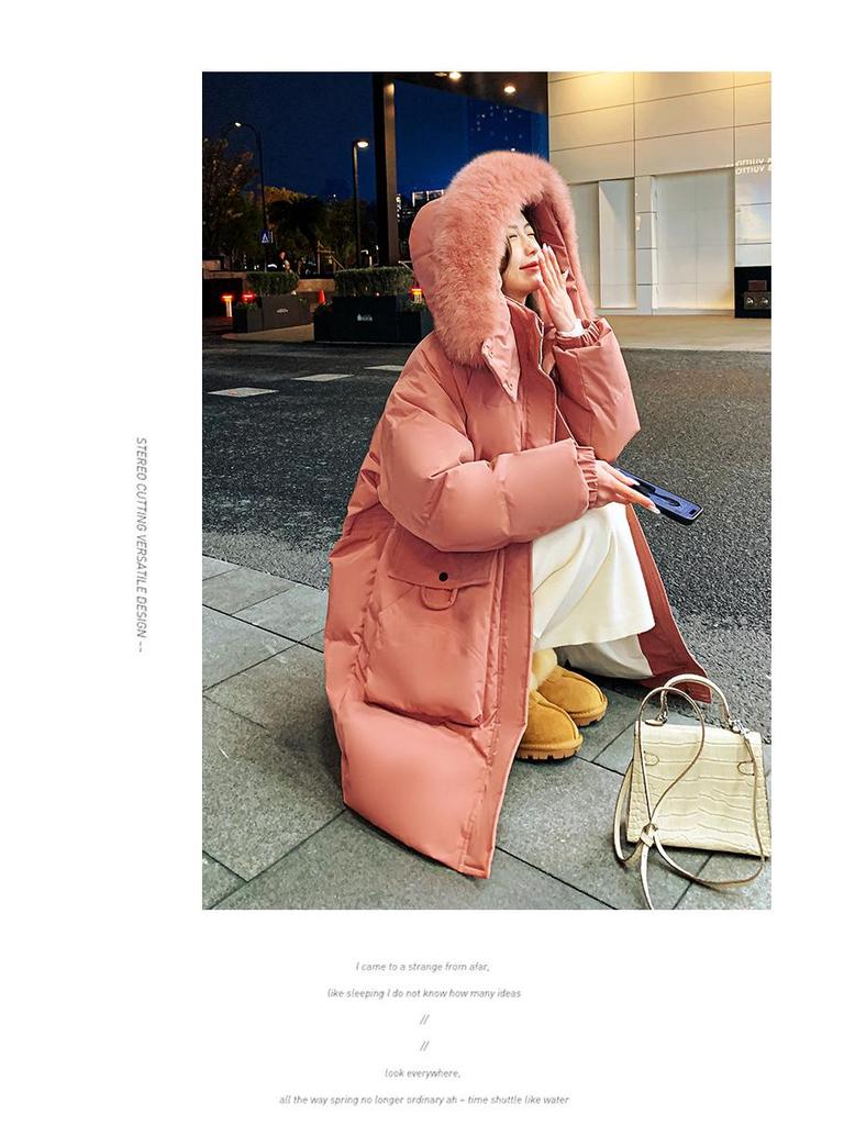 2026 Korean Style Oversized Winter Down Jacket for Plus Size Girls: Slimming Design with Fur Collar, Mid-Length, Fits up to 200 Jin.