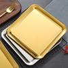 Luxury Square Serving Tray Stainless Steel Thicken Coffee Tray Serving Platters Cafe Restaurant