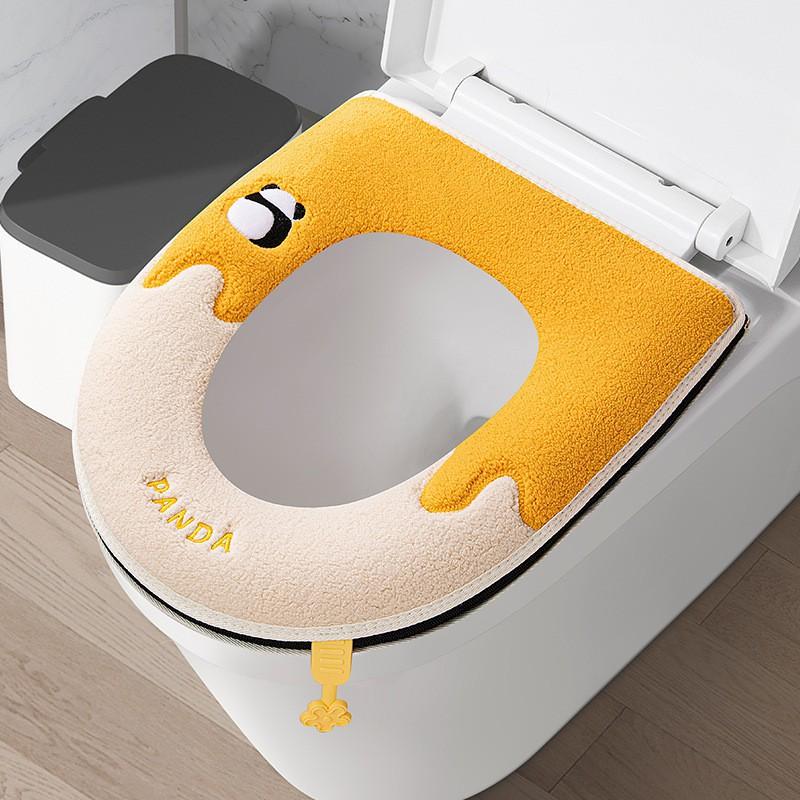 Washable Waterproof Toilet Seat Cover With Zipper Thick Winter Cushion Home Use All Season