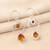 Natural Citrine Gemstone 925 Sterling Silver Jewelry Handmade Hook Earrings 2.0" EE-140-16