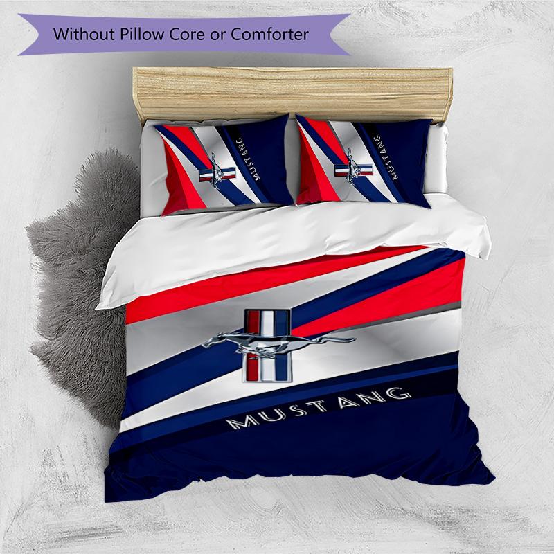 Mustang 3pcs Bedding Set Duvet Cover Closure Includes 1 Duvet Cover & 2 Pillowcases for All Seasons Bedroom Home Dorm Decor