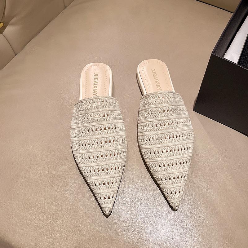 Wedge heel bohemian women's outerwear 2025 spring and summer vacation one pedal bag head and half slippers