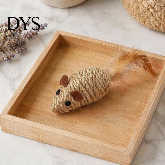 Interactive Pet Supplies for Multiple Cats Sisal Mouse Cat Toys, Feather Mice Kitten Chew Natural Toy Rope Rat Toys Teeth Cleaning, Indoor Self