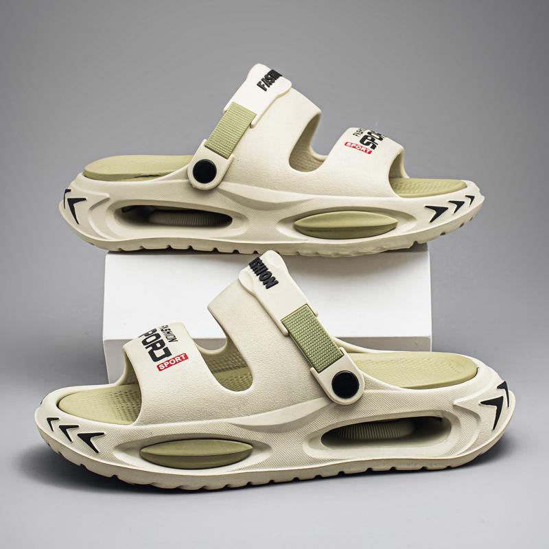 Summer new trendy versatile personalized sandals Korean version thick-soled stepping on shit feeling two wear trendy brand one-word beach sandals