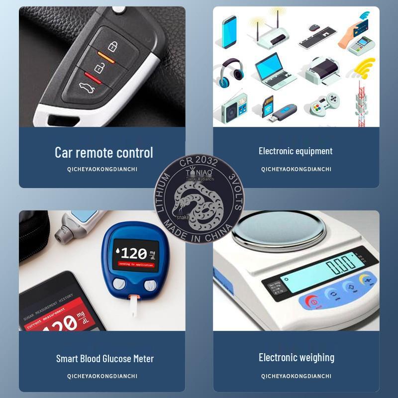 CR2032 3V High-Capacity Battery for Watches, Car Keys, Tire Sensors, and Remotes
