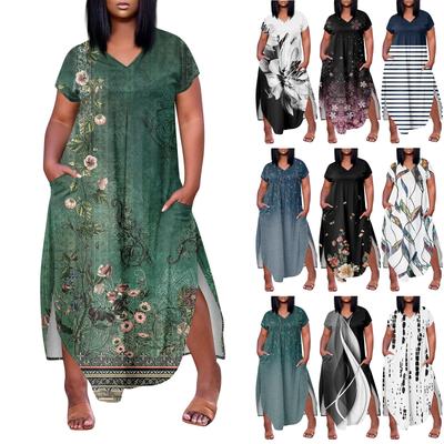 Women's Temperament Short Sleeve Casual O-Neck Plus Size Dress