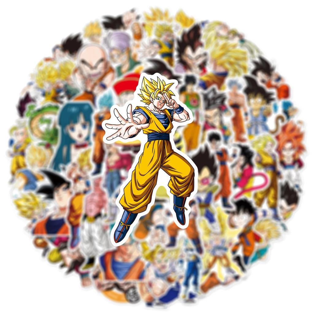 50PCS Classic Anime Dragon Ball Stickers Cartoon Son Goku Sticker Waterproof Phone Case Laptop Stationery Decals DIY Kids Toy